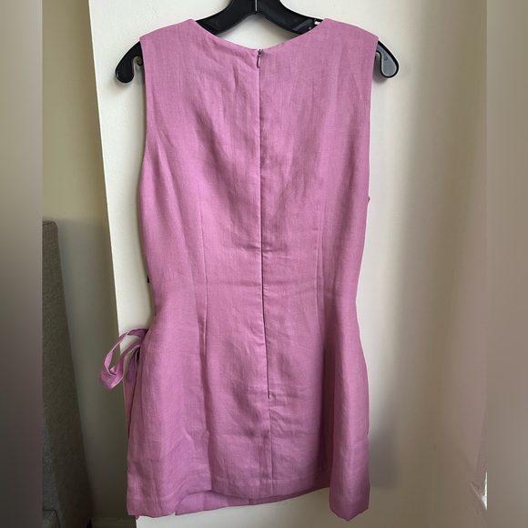 NWT BONDI BORN Martinique Wrap-effect Organic Linen Mini Dress - Pink size large - Picture 12 of 16